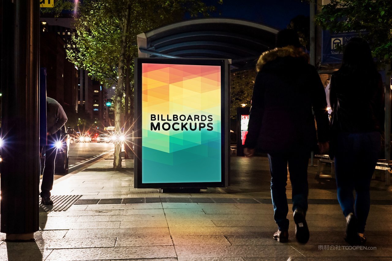 公交车站广告牌样机