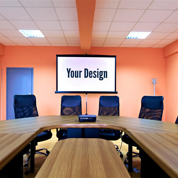 公司企业前台形象墙室内贴图样机设计模板效果VI素材PSD分层