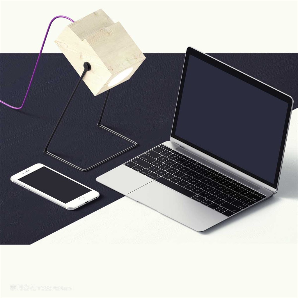 创意手提电脑手机办公桌面样机
