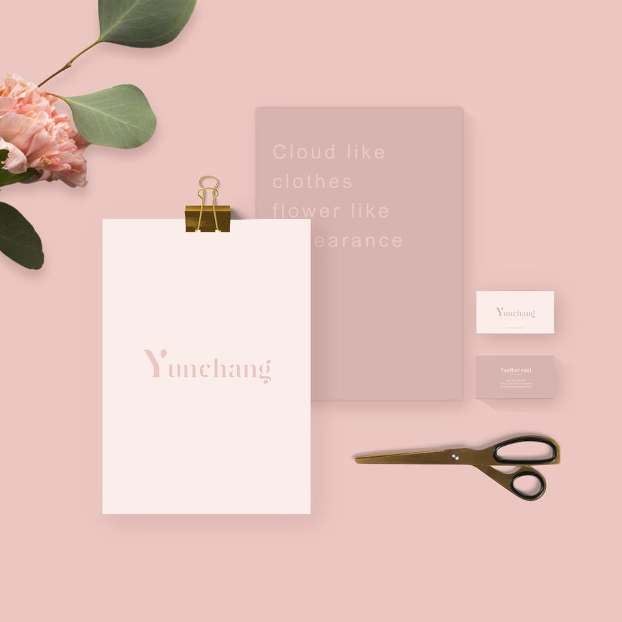 女性服装品牌VI宣传单名片贴图样机