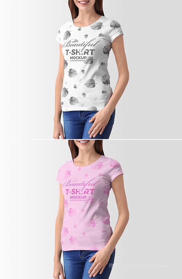 年轻女性T恤样机