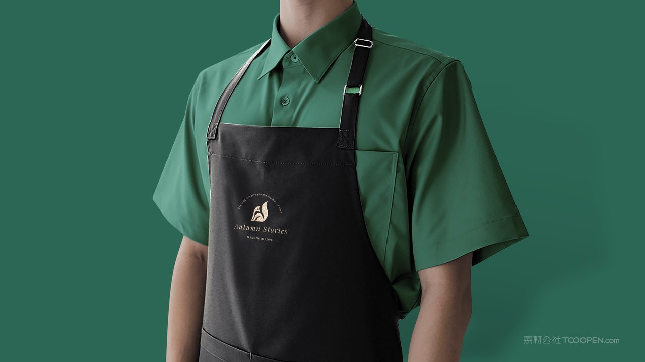 中式餐饮员工围裙样机