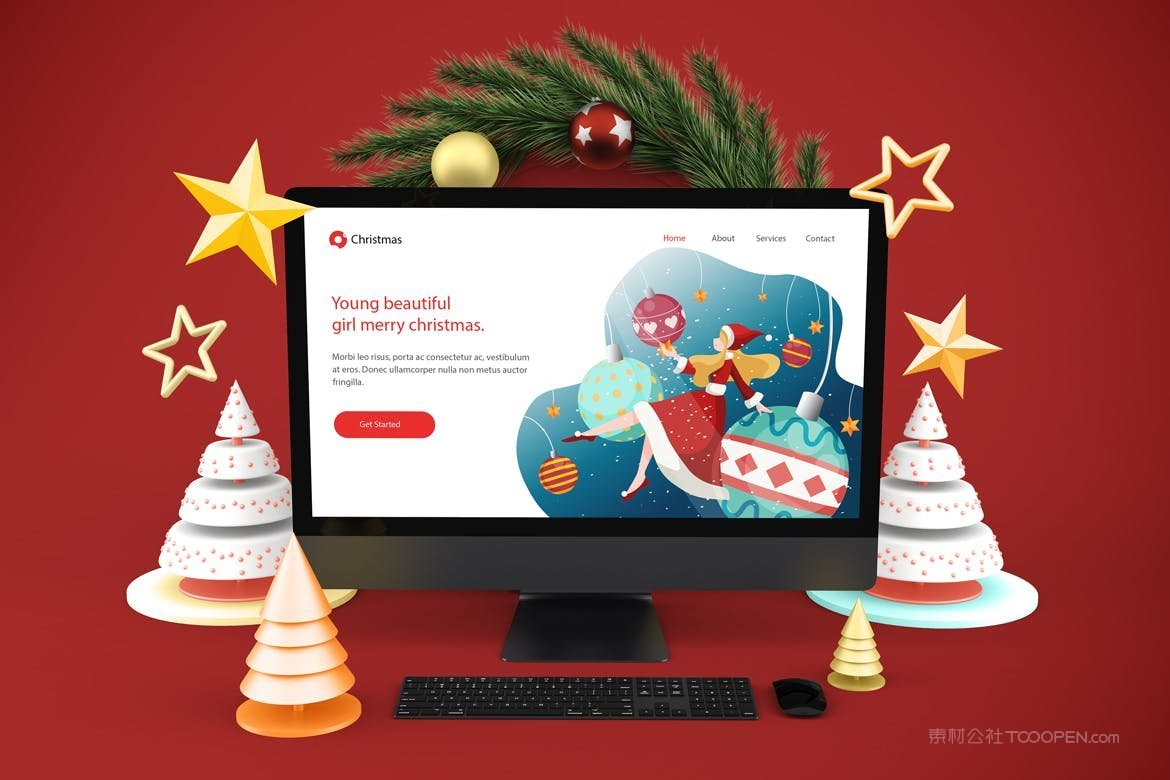 圣诞节电脑屏幕样机