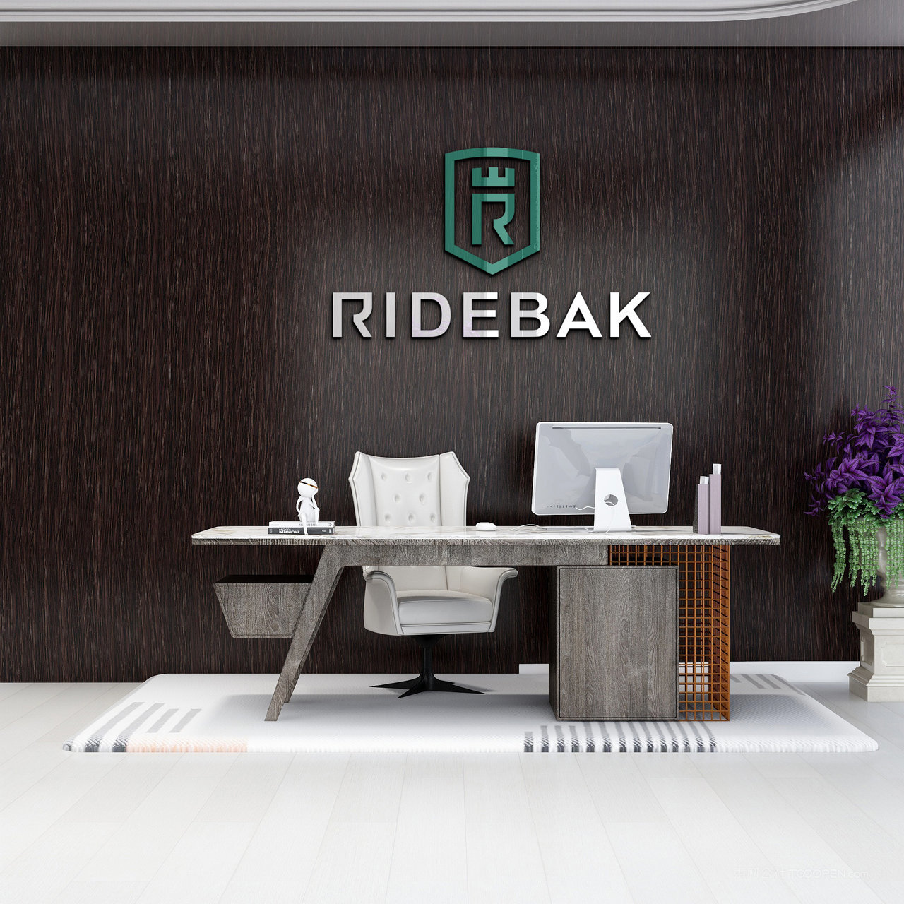 办公室背景墙公司形象墙logo贴图样机