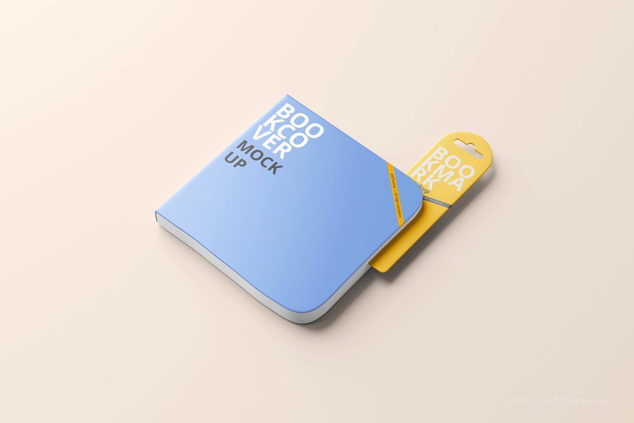 方形圆角带书签精装书样机