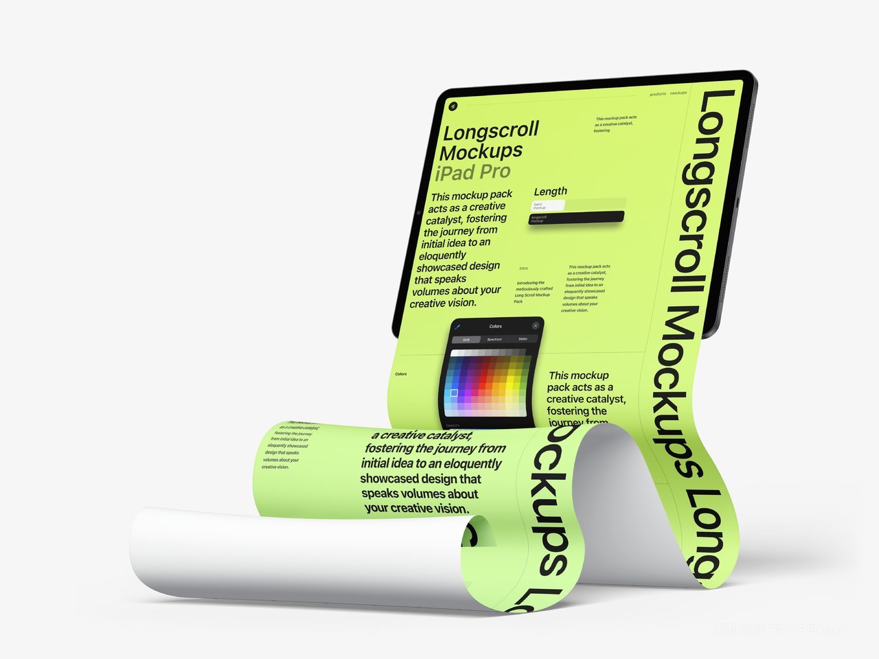 iphone手机长图ipad长页面小程序设计作品效果展示psd贴图样机 (3)