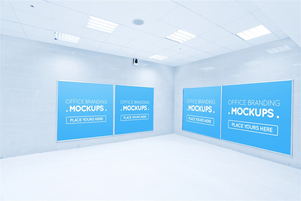 办公室海报广告牌样机模板