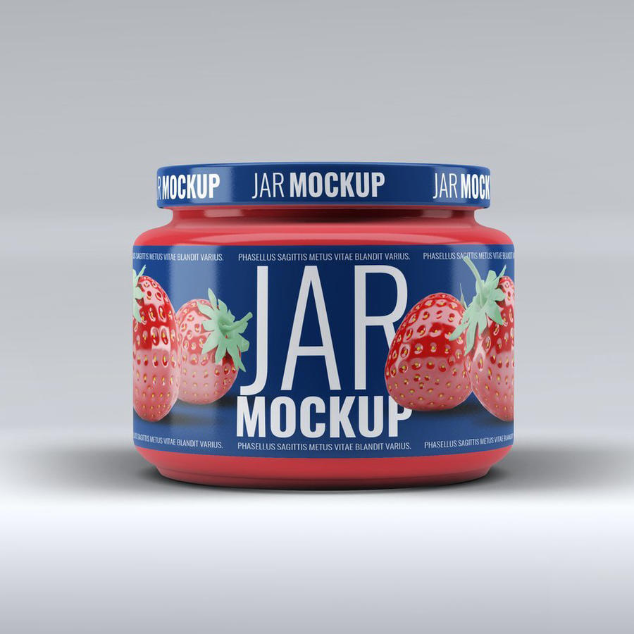 草莓酱瓶装包装罐形包装展示样机
