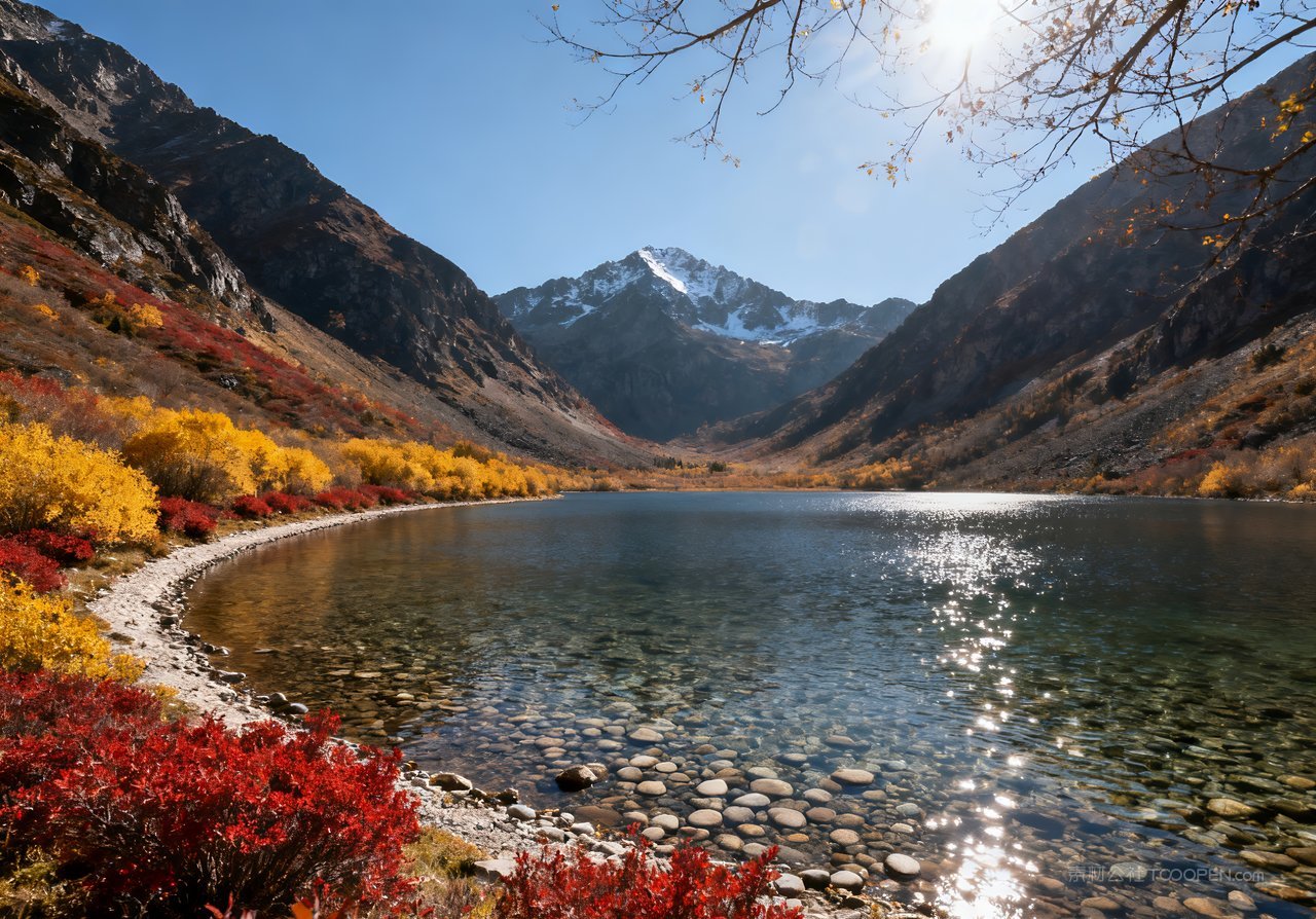天空意境唯美湖泊青山山峰秋天山水