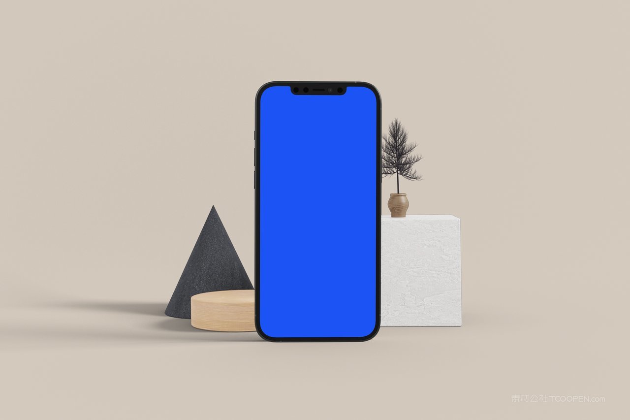 蓝屏手机屏幕场景样机