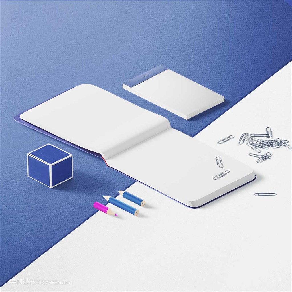 文艺清新桌面办公用品记事本样机