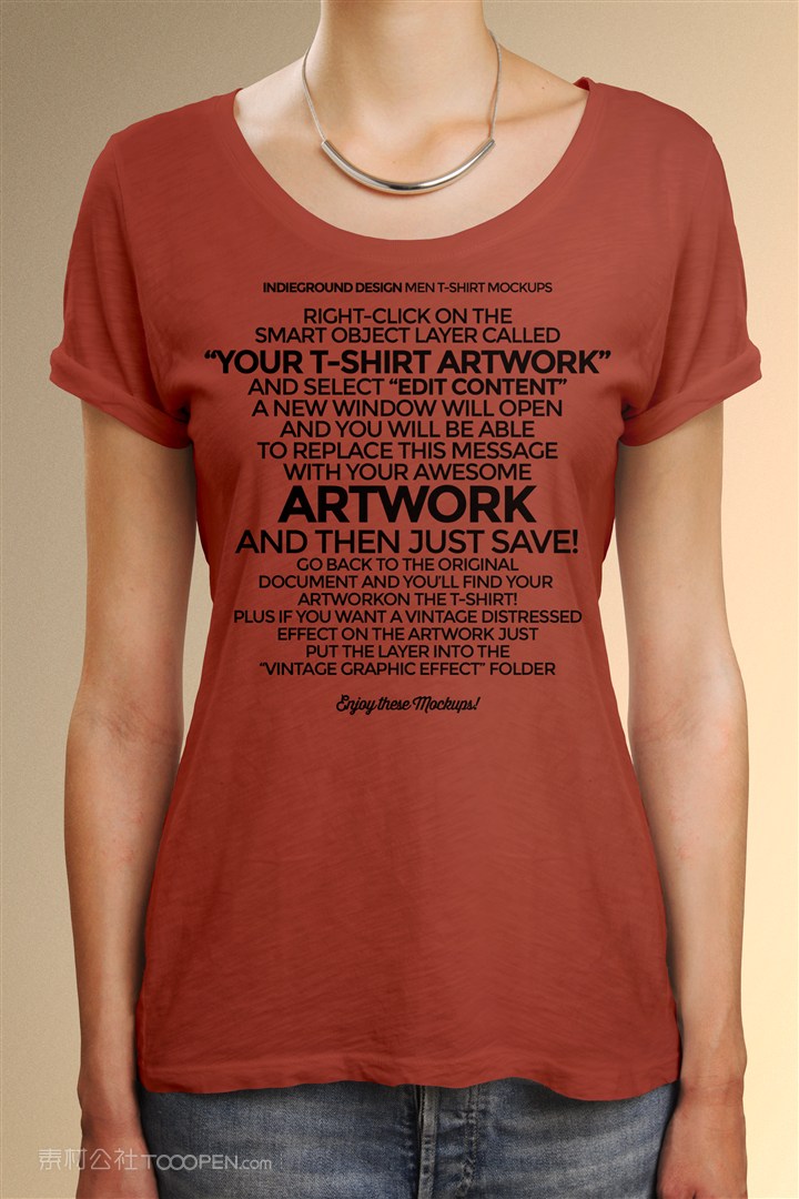 咖啡色女士T恤样机