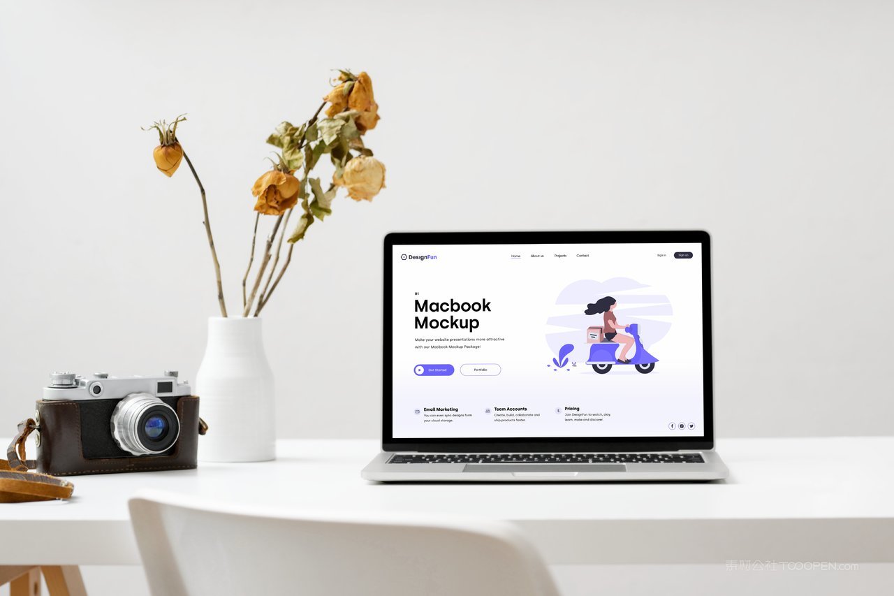 【2004期】卡通可爱苹果笔记本电脑ui界面样机 (1)