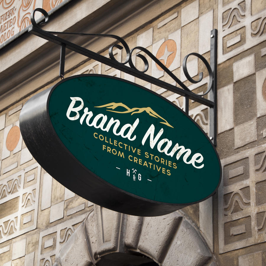 欧式店铺灯箱招牌样机