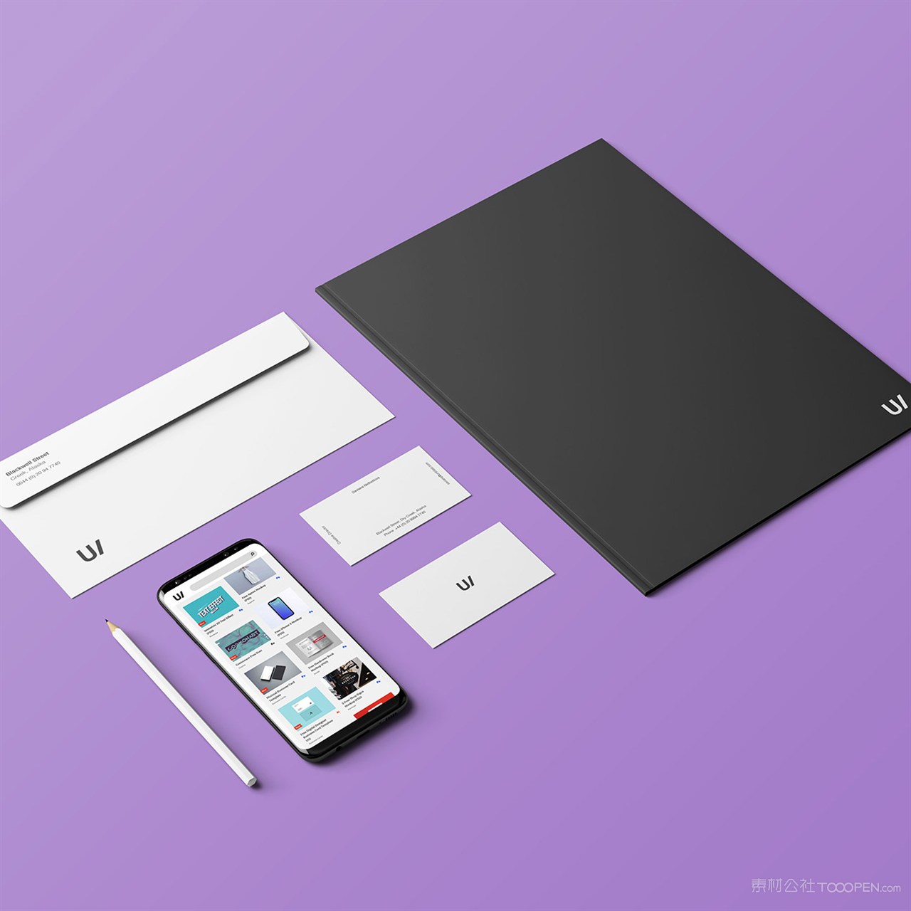 极简vi手机名片信封样机模板