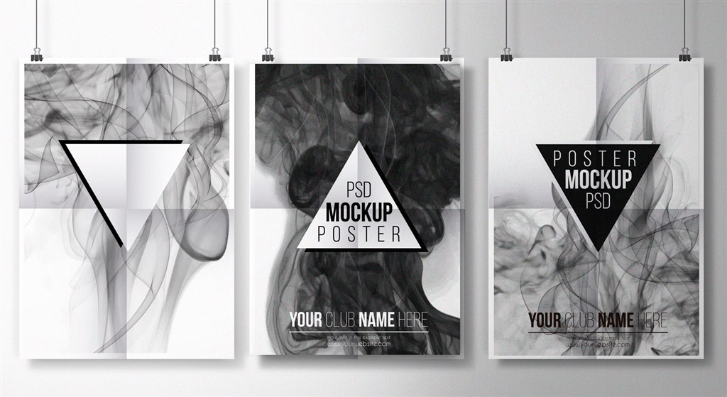 黑白色系烟雾海报样机