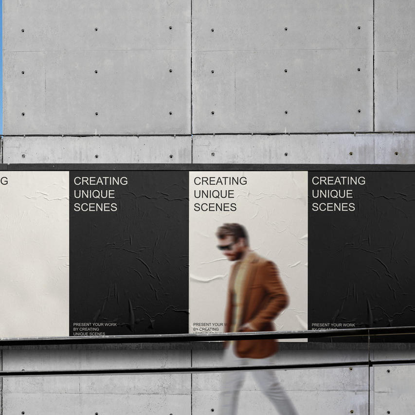 街头户外橱窗海报广告展示样机