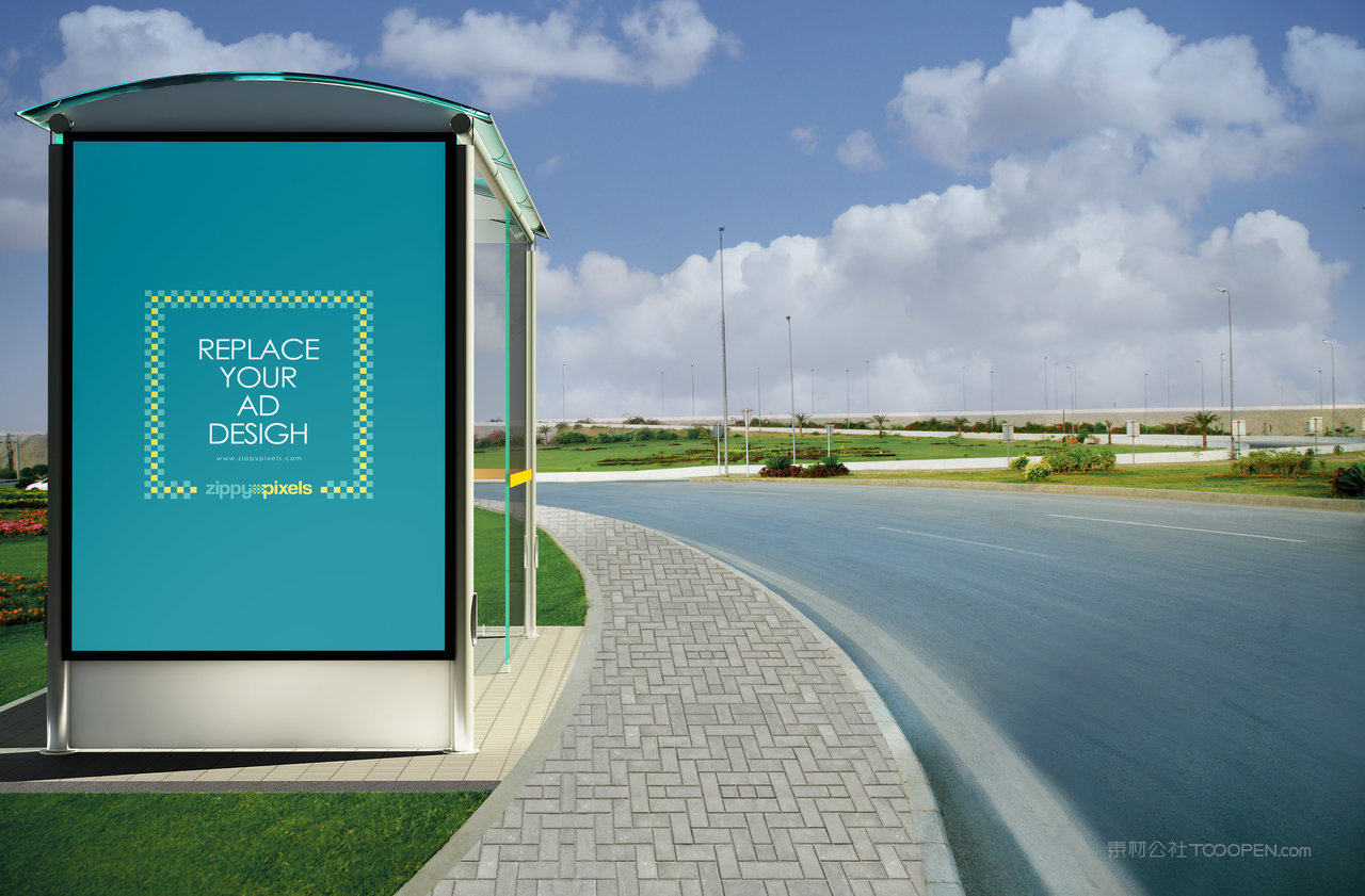 高品质的公交站牌巴士车站广告样机