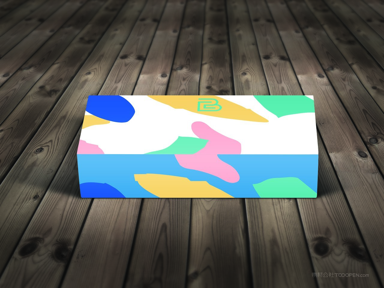 蓝色几何餐巾纸纸盒样机 (7)