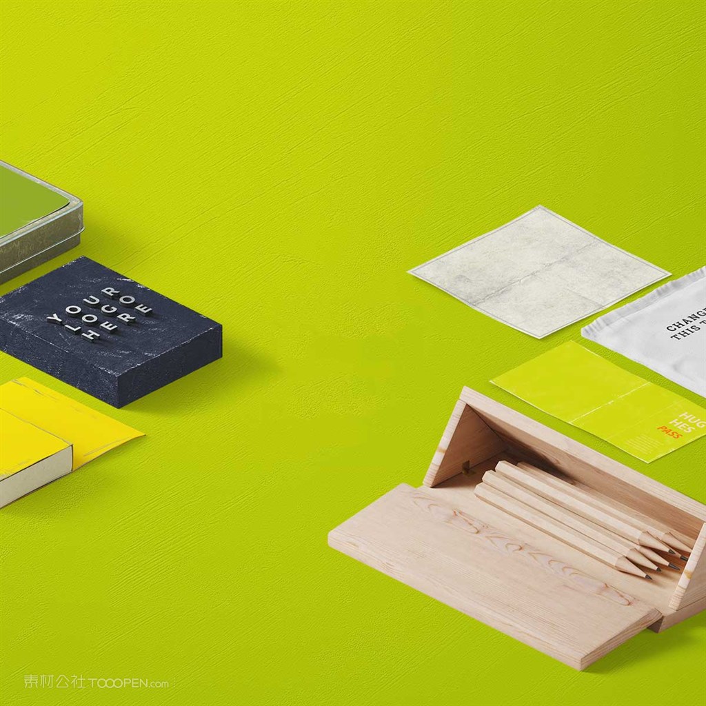 创意绿色办公桌面样机素材