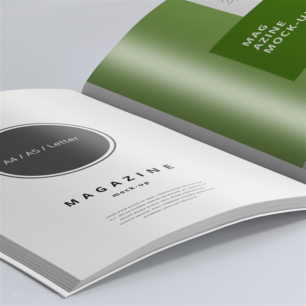 打开的杂志内页贴图样机