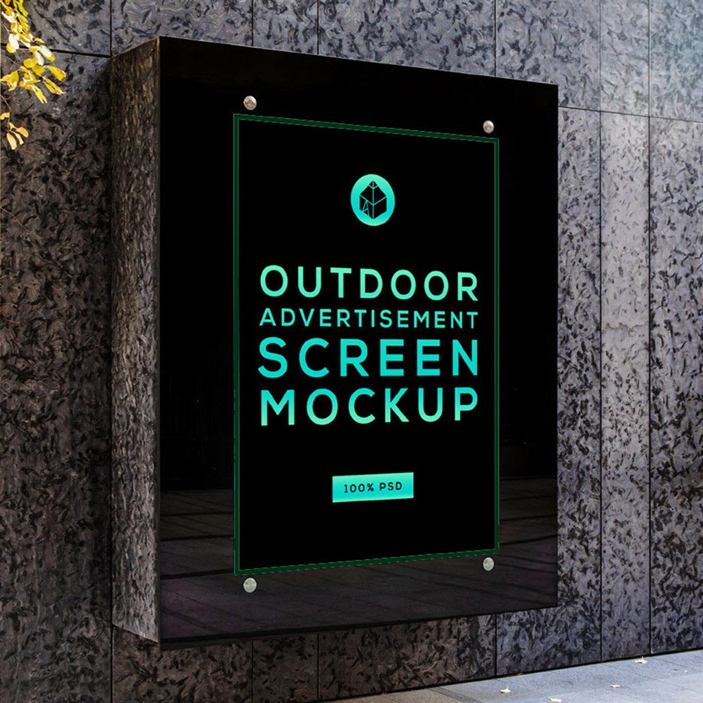 城市户外广告海报灯箱样机模板