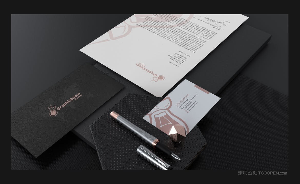 高端暗黑品牌文具套装样机