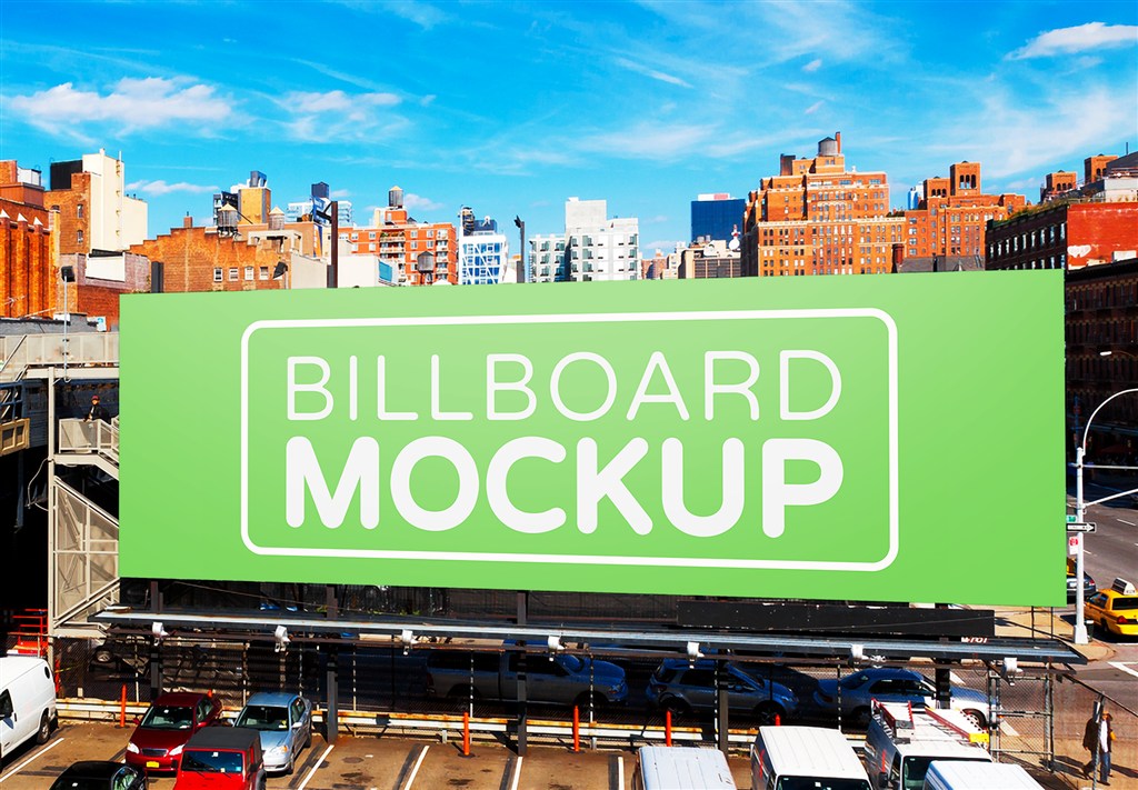 高速公路户外大型T牌广告牌样机图片场景下载