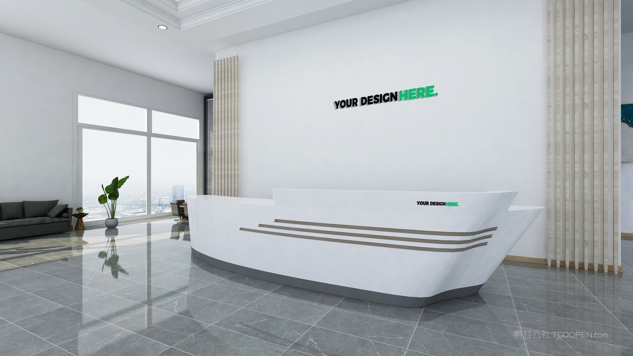 白色简洁前台形象墙logo标志样机前台样机 (2)