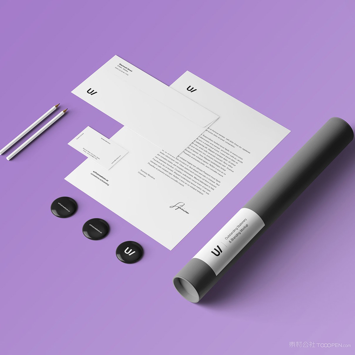 极简vi信封名片文档样机模板