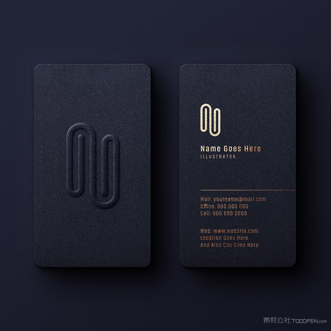 高端创意烫金名片正反面贴图样机