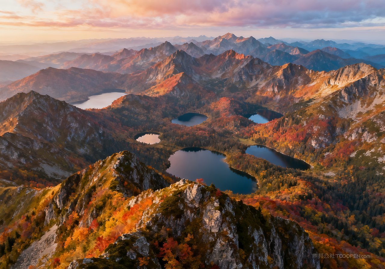 山水天空意境湖泊山峰秋天唯美