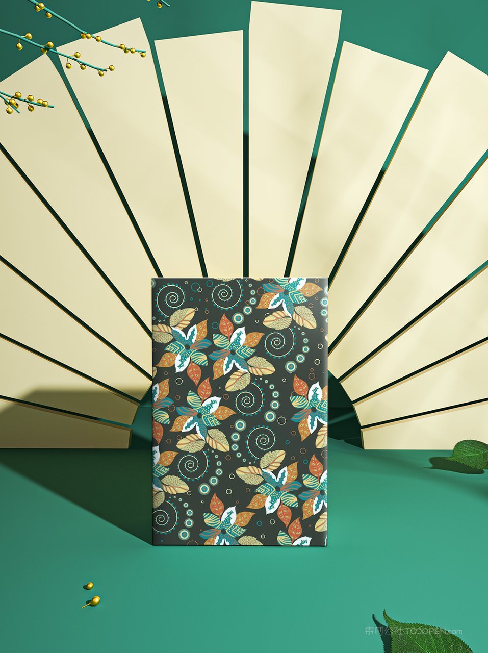 中国红国潮文创贺岁扇子元素样机 (7)