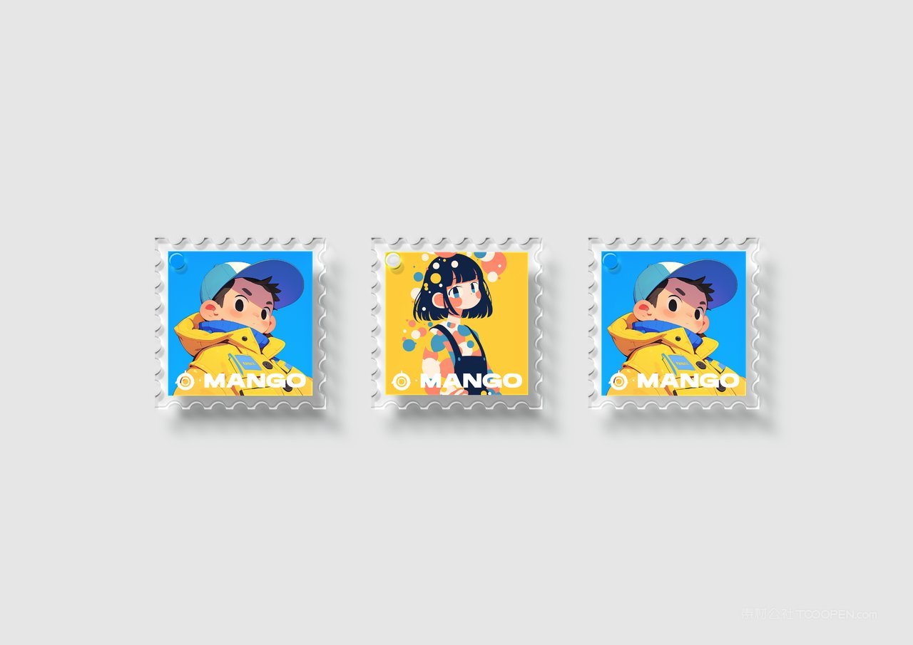 【2296期】卡通手绘可爱亚克力邮票钥匙扣样机 (3)