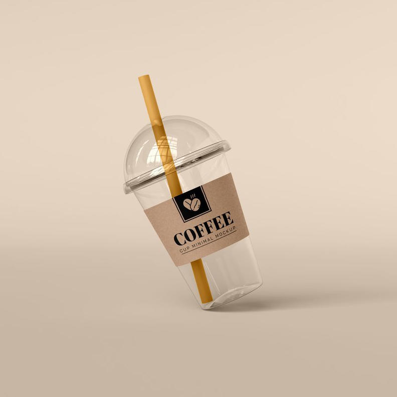 一次性透明奶茶杯外卖纸杯样机 (2)
