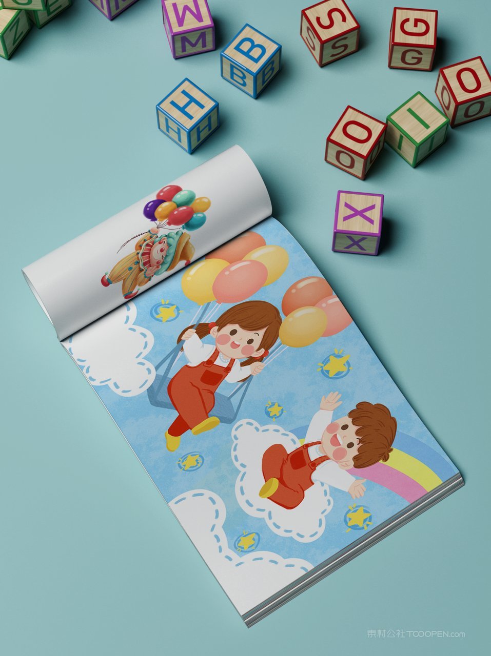 卡通可爱儿童读物绘本样机 (21)