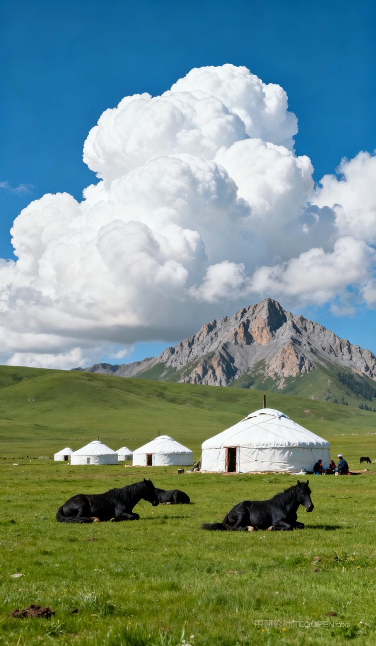 蓝天景色风景天空唯美景观云彩草地自然草原