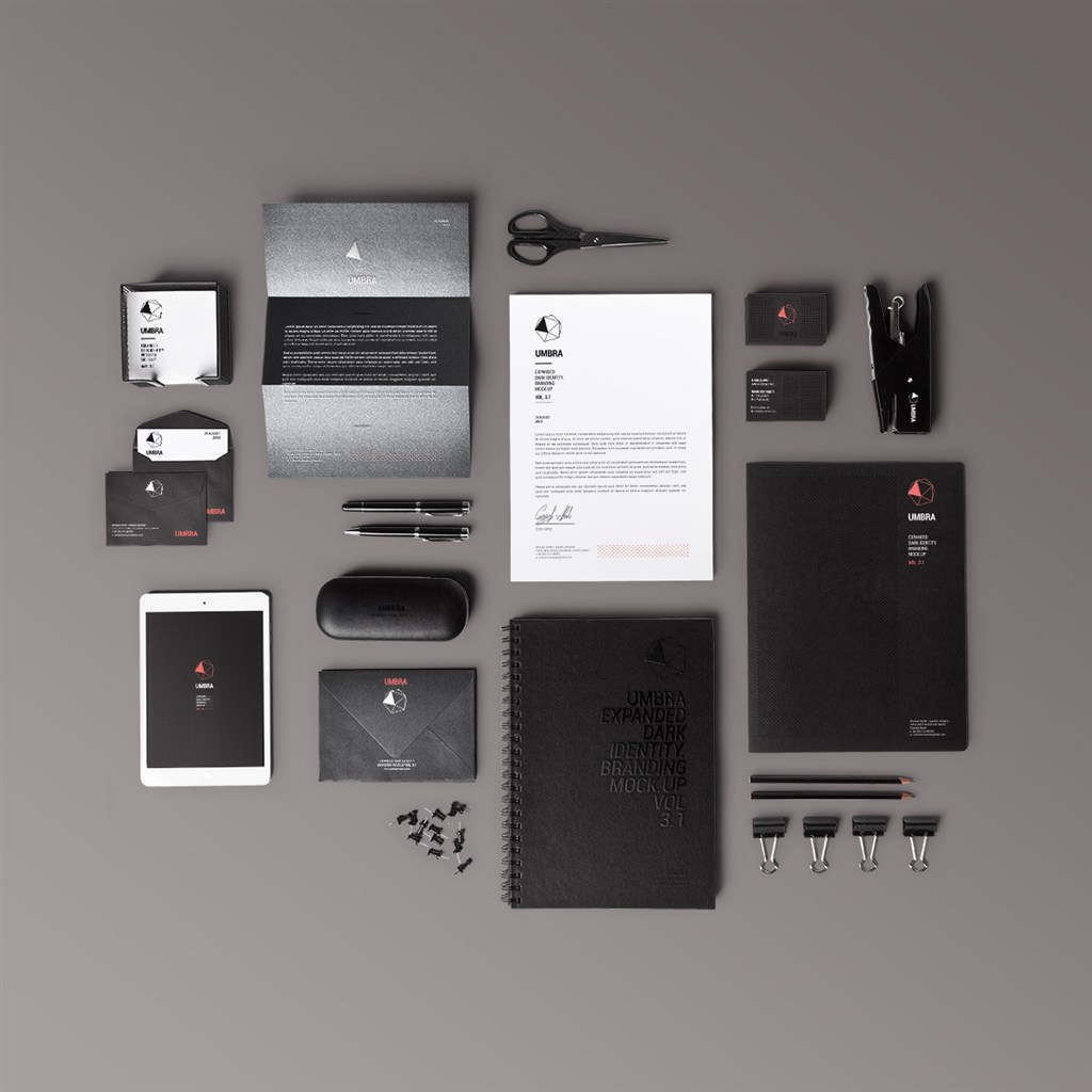 黑色调高档企业vi样机模板贴图