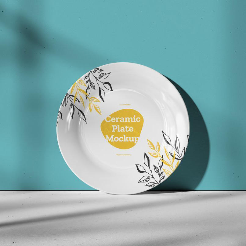 餐饮文创产品陶瓷餐具盘子vi展示样机 (3)