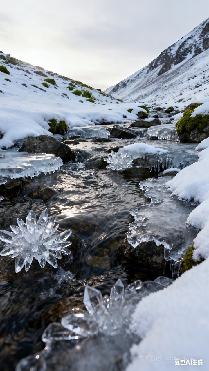 风景冬季雪山冬天雪景山水唯美山峰河流