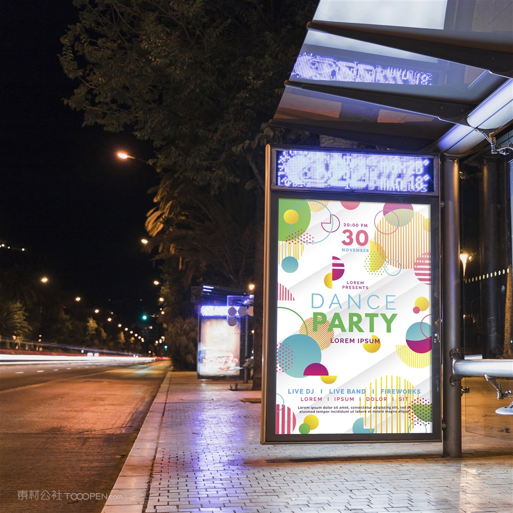 公交车站灯箱广告贴图样机