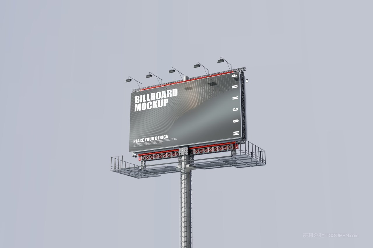 夜间的路边广告牌样机