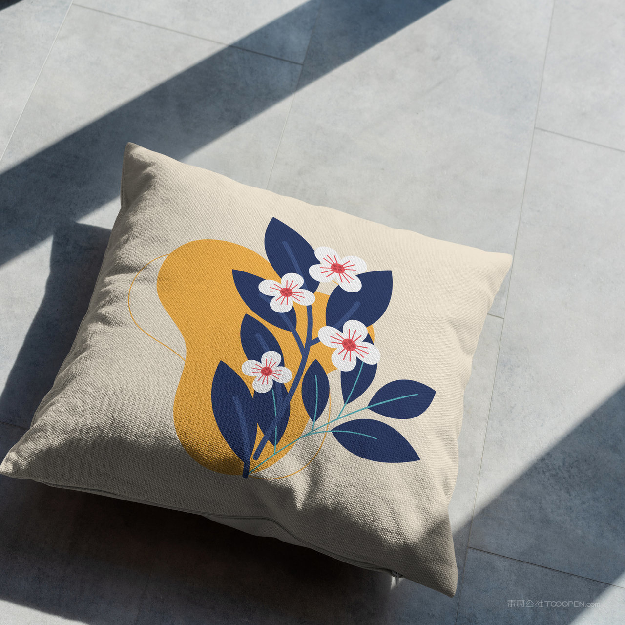 光影地上的靠垫抱枕贴图样机