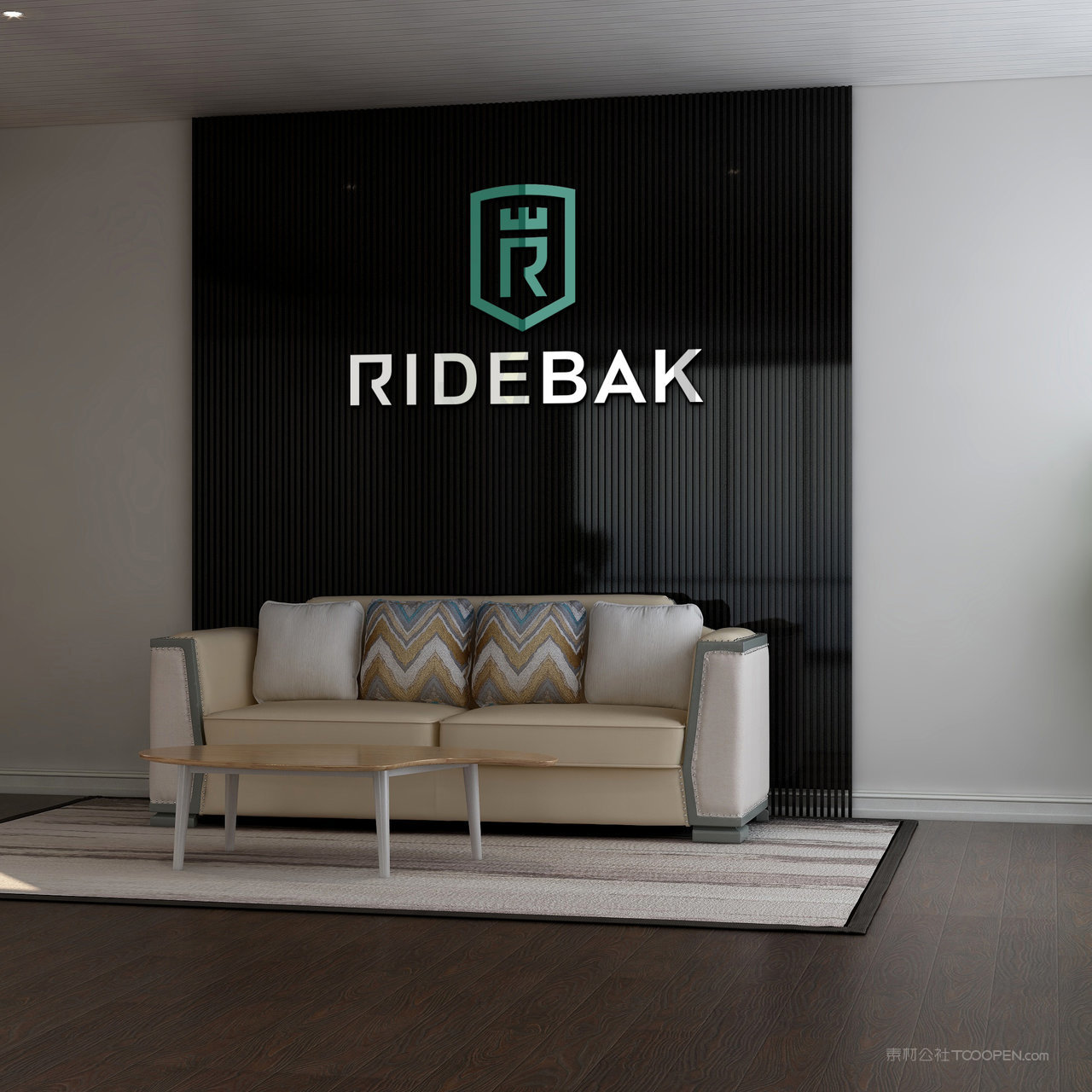 沙发背景墙公司形象墙logo贴图样机