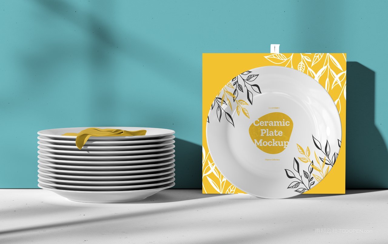 餐饮文创产品陶瓷餐具盘子vi展示样机 (2)