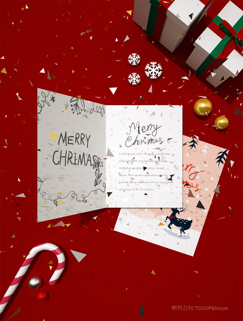 圣诞明信片样机