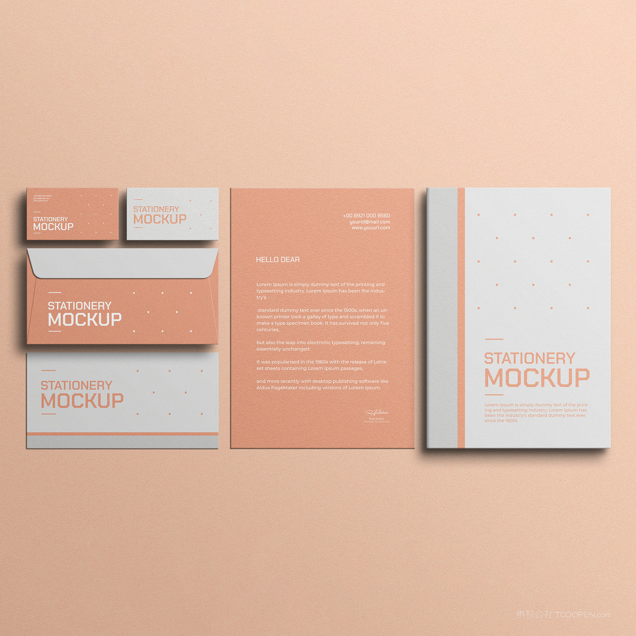 文档信封名片vi贴图样机