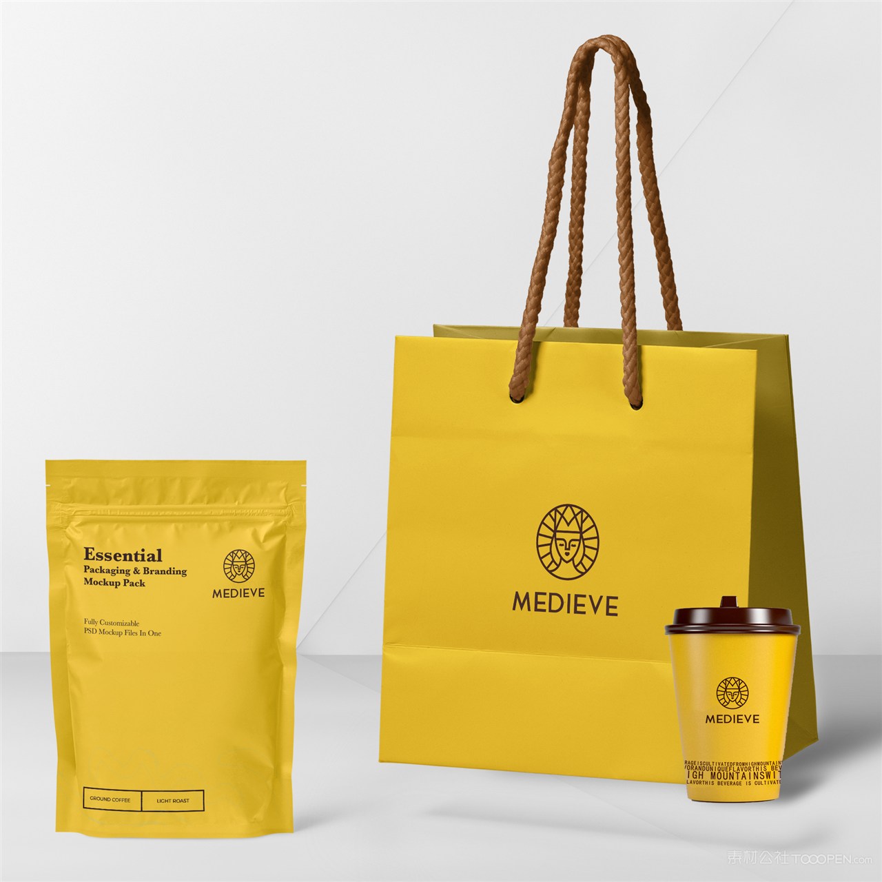 咖啡店vi手提袋杯子包装袋样机