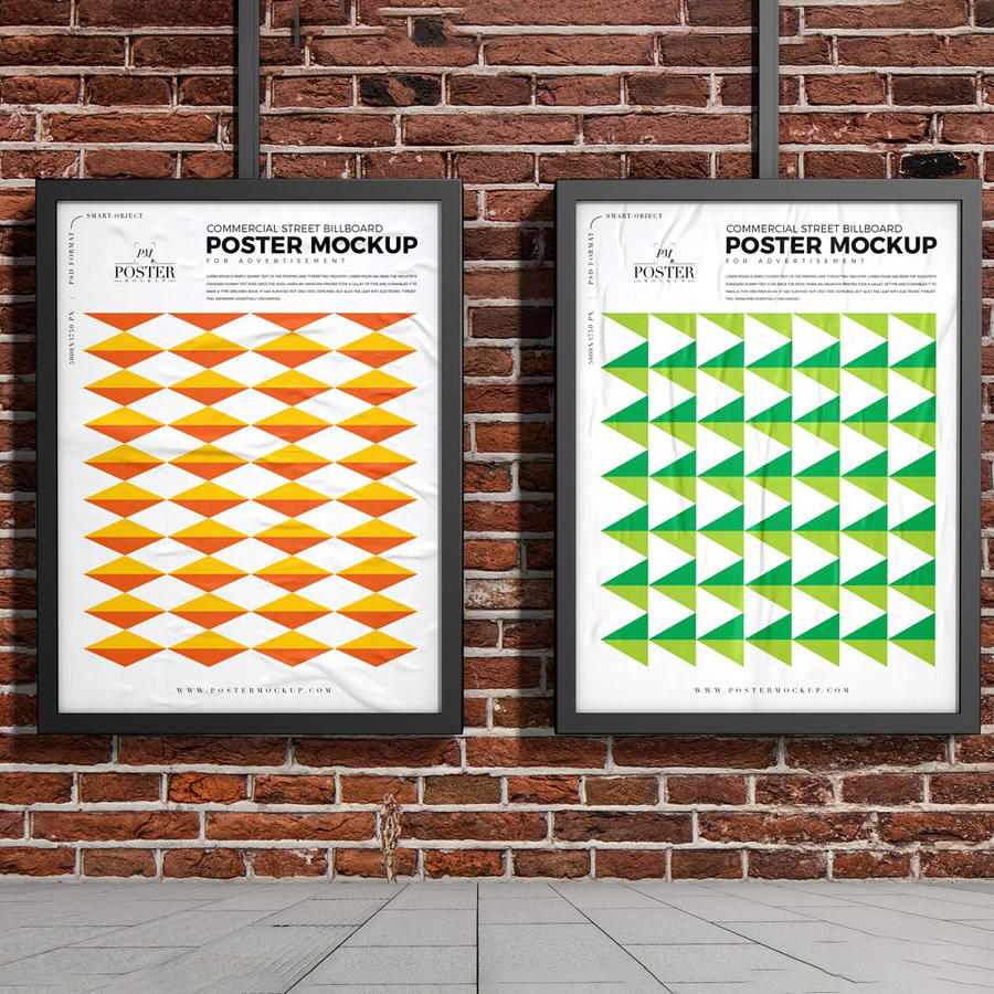 户外砖墙广告牌海报样机