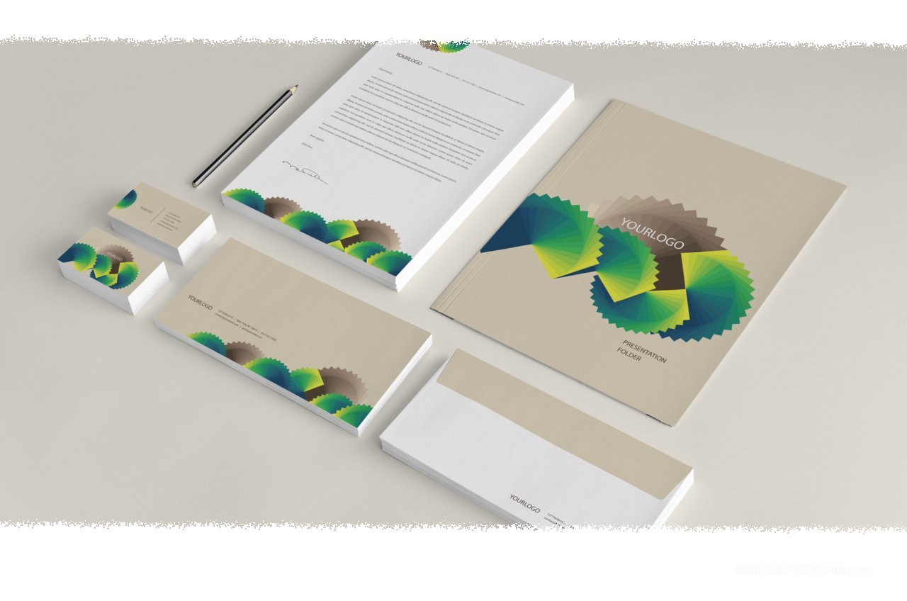 绿色商务vi贴图样机模板 (23)
